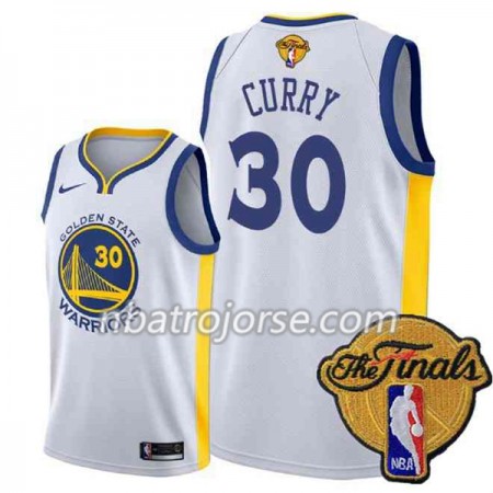 Män Golden State Warriors Tröja Stephen Curry 30 2018 NBA Finals Nike Vit Swingman